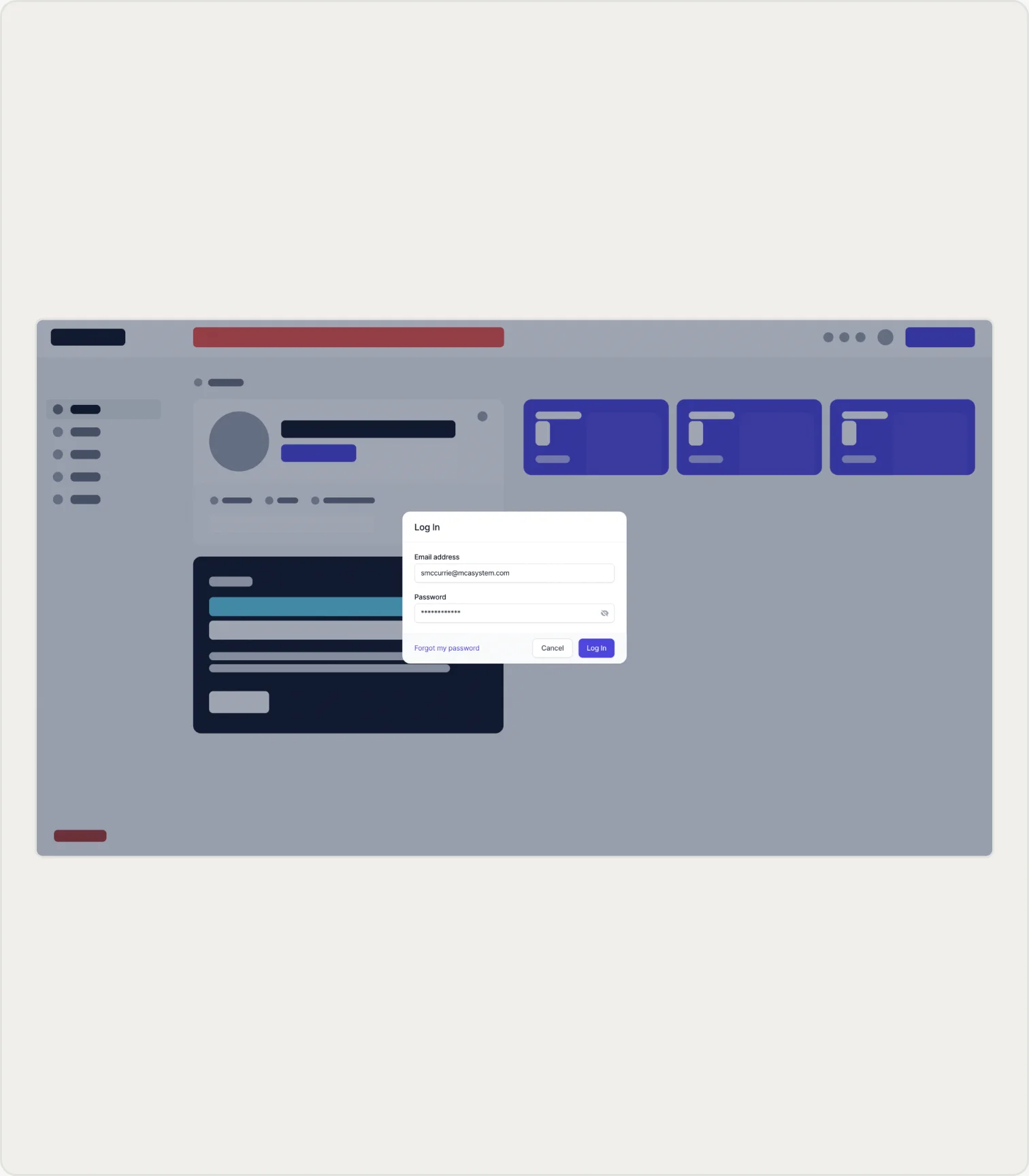 Low-fidelity prototype of the reseller login flow