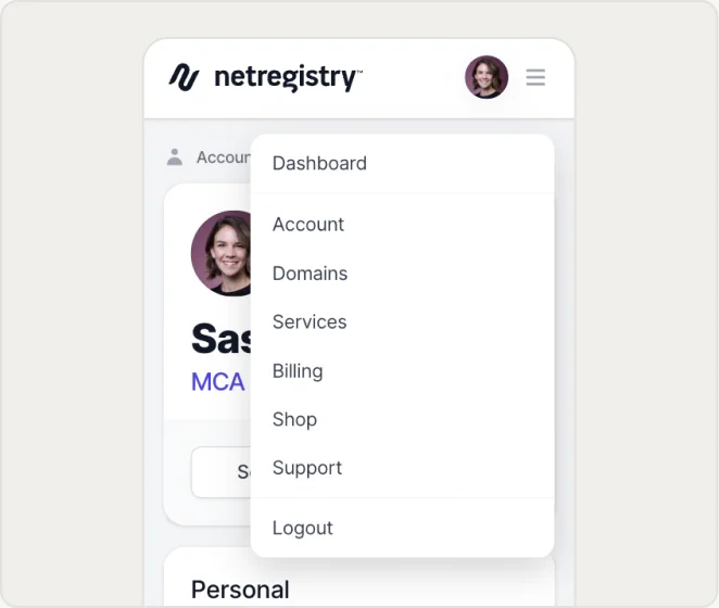 Mobile account navigation menu